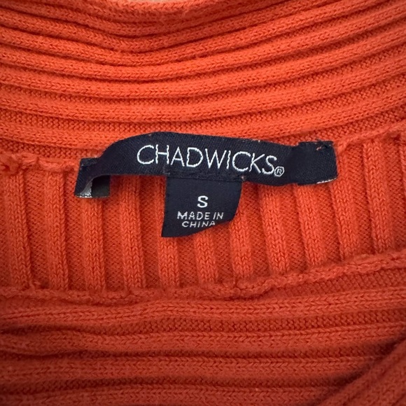 Chadwicks Wide Neck Women’s Sz S Long Sleeve Ribbed Pullover Sweater Orange - Picture 2 of 4